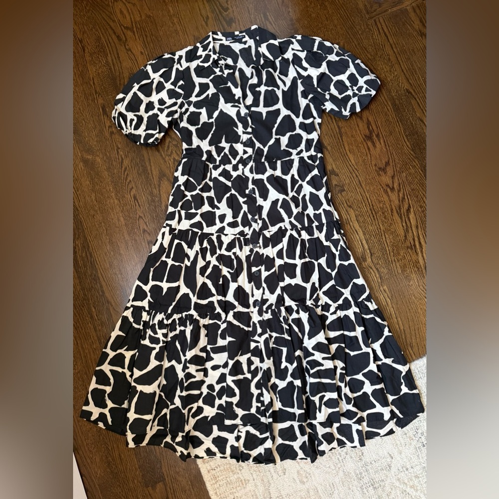 Zara Black and White Midi Dress